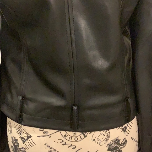 Black leather zip up jacket with silver buttons - Picture 5 of 6